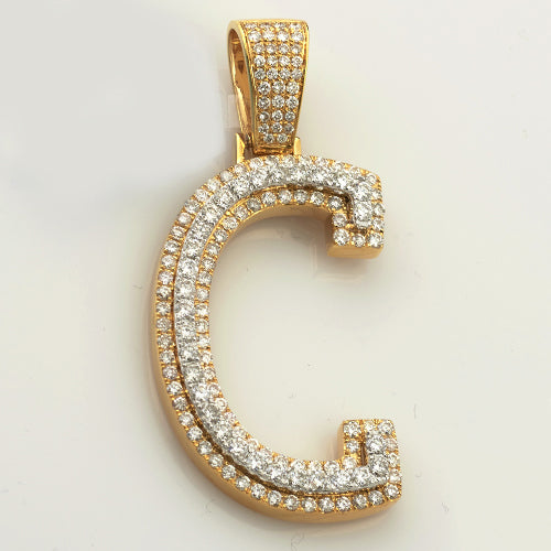 10KY+W 3.00CTW TWO TONE DIAMOND INITIAL PENDANT
