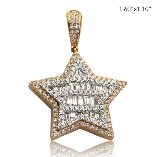 10KY 2.75CTW BAGUETTE DIAMOND STAR PENDANT