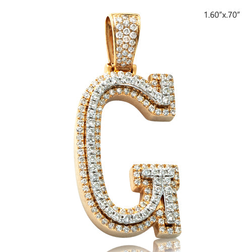 10KY+W 1.40CTW DIAMOND TWO TONE INITIAL PENDANT