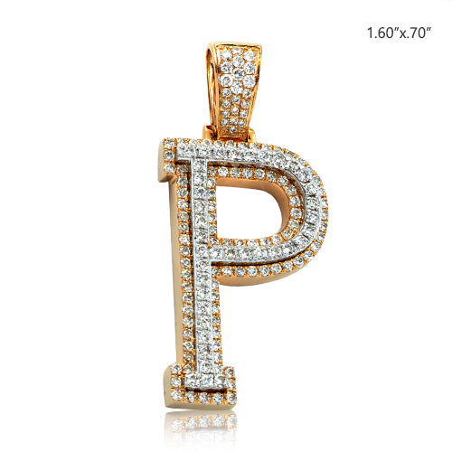 10KY+W 1.40CTW DIAMOND TWO TONE INITIAL PENDANT
