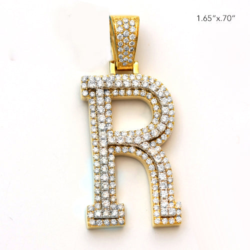 10KY+W 1.75CTW DIAMOND TWO TONE INITIAL PENDANT