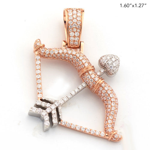 14KR+W 2.00CTW DIAMOND BOW AND ARROW PENDANT