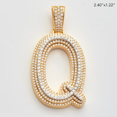 10KY+W 4.80CTW DIAMOND BUBBLE INITIAL 3-D PENDANT
