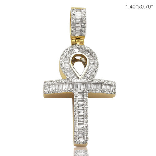 14KY 0.75 CTW BAGUETTE DIAMOND "ANKH" CROSS