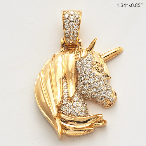 10KY 1.00CTW DIAMOND UNICORN PENDANT