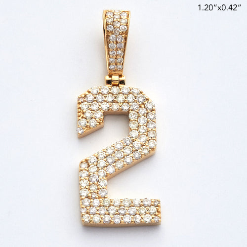 10KY 0.85CTW DIAMOND 3-ROW FLAT NUMBER PENDANT