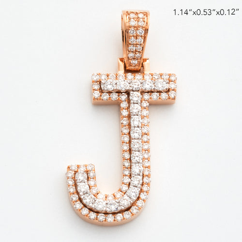 10KR 0.70CTW DIAMOND 3D TWO TONE LETTER PENDANT