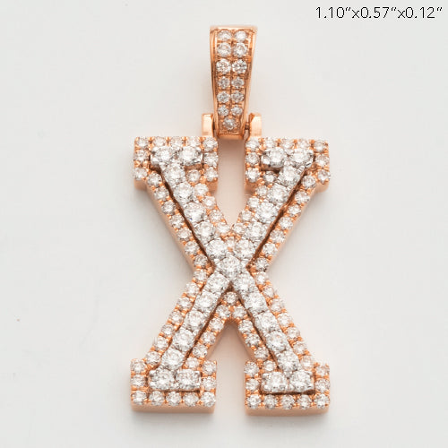 10KR 1.00CTW DIAMOND 3D TWO TONE LETTER PENDANT