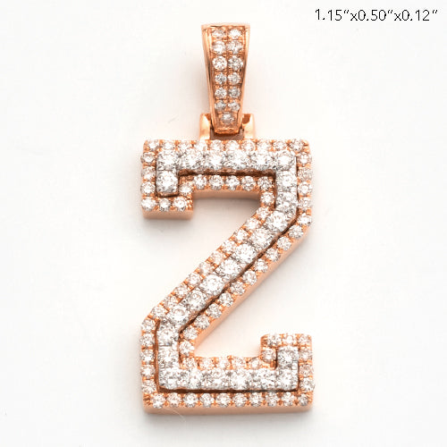10KR 0.85CTW DIAMOND 3D TWO TONE LETTER PENDANT