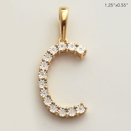 10KY 0.03CTW ILLUSION SET DIAMOND INITIAL PENDANT