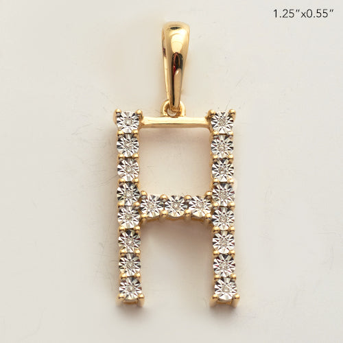 10KY 0.03CTW ILLUSION SET DIAMOND INITIAL PENDANT