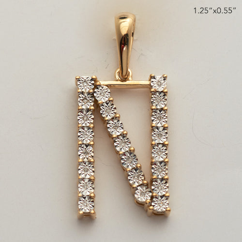 10KY 0.04CTW ILLUSION SET DIAMOND INITIAL PENDANT