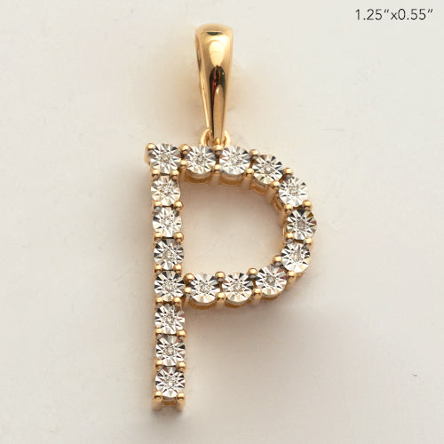 10KY 0.03CTW ILLUSION SET DIAMOND INITIAL PENDANT