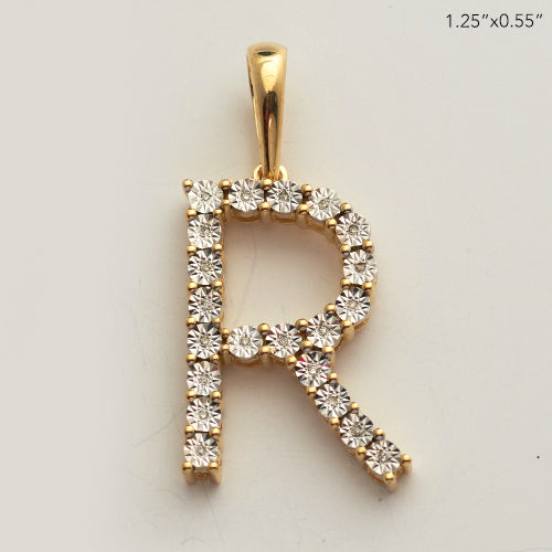 10KY 0.03CTW ILLUSION SET DIAMOND INITIAL PENDANT