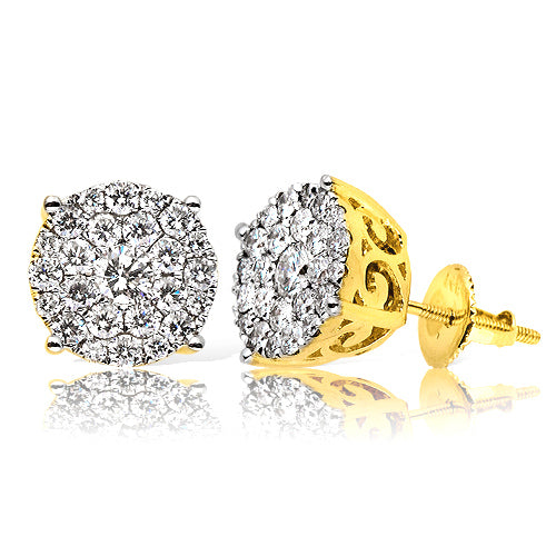 14KY 1.50CTW DIAMOND LUNA CLUSTER EARRINGS