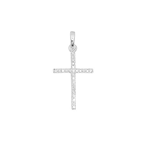 14KW 0.05CTW DIAMOND CROSS PENDANT