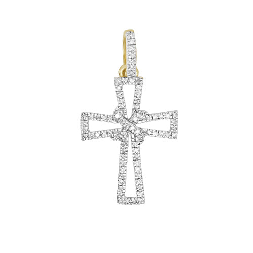 14KY 0.15CTW DIAMOND CROSS PENDANT