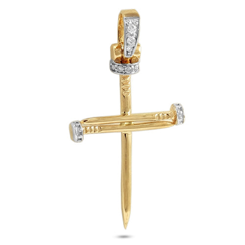 10KY 0.05CTW DIAMOND NAILS CROSS PENDANT