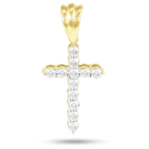 14KY 0.60CTW 12-STONE PRONG SET DIAMOND CROSS