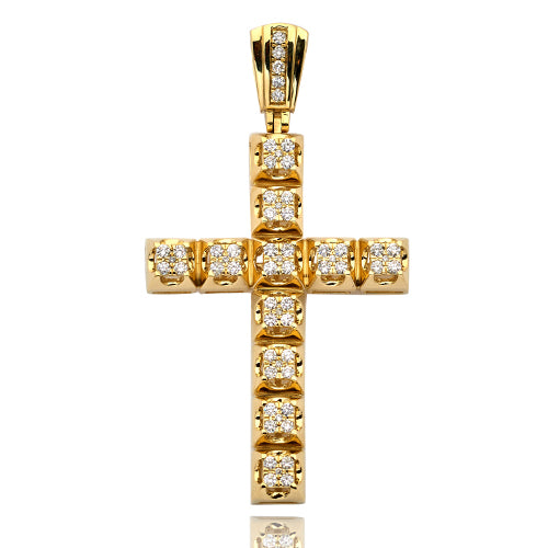 10KY 1.75CTW DIAMOND PRONG SET SQUARE CLUSTER CROS