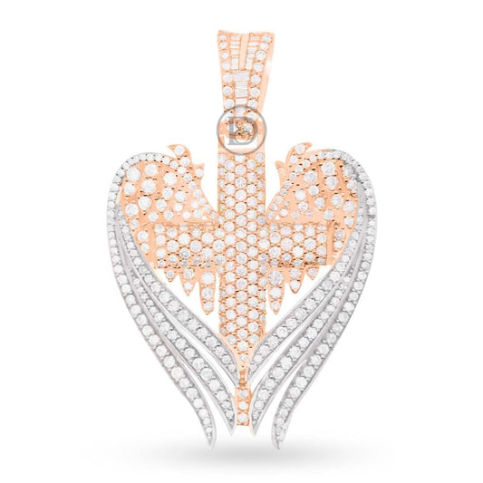 10k yellow gold cross pendant with 3.10ct diamonds