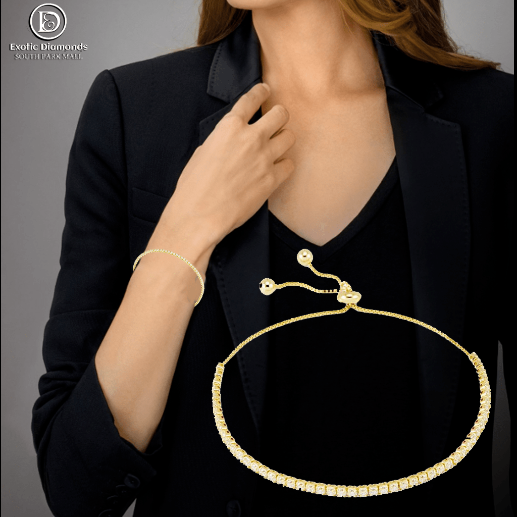 10K Yellow Gold Women's Tennis Bracelet With 0.25CT Diamonds