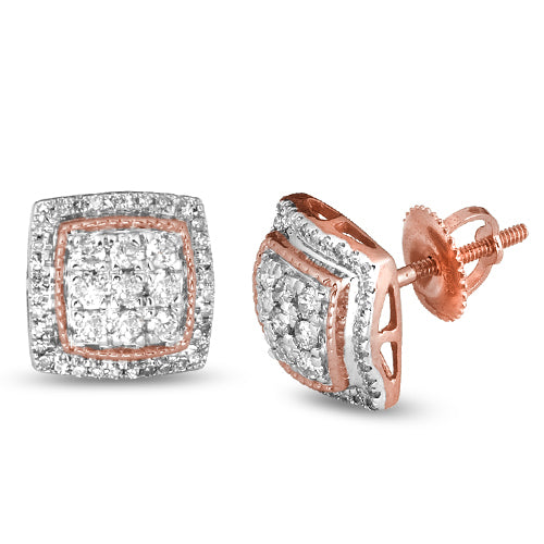 10KR 0.50CTW DIAMOND SQUARE SHAPE 3-D EARRINGS