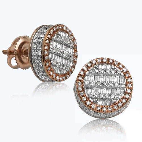 10KR 1.00 CTW ROUND SHAPE BAGUETTE ER