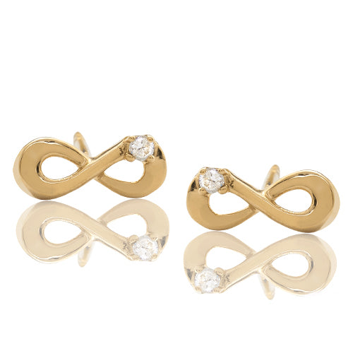 14KY 0.03CTW DIAMOND SINGLE STONE INFINITY EARRING