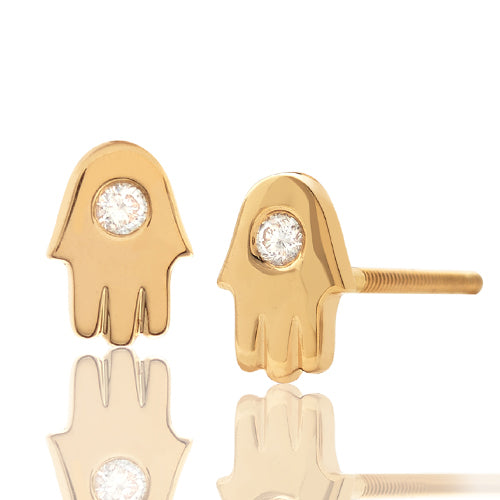 14KY 0.06CTW DIAMOND SINGLE STONE HAMZA EARRING