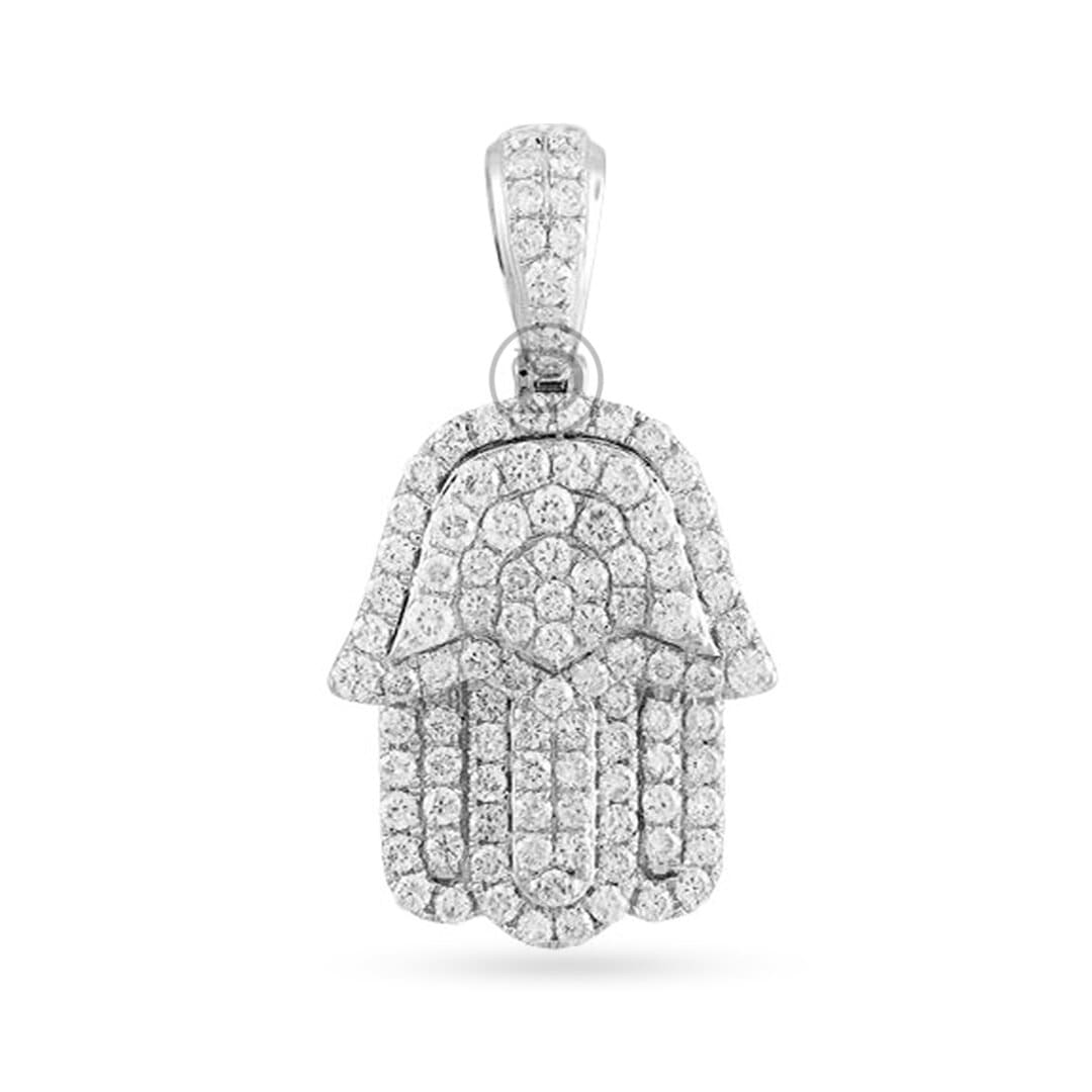 14k White Gold Hamza Pendant With 1.00CT Diamonds