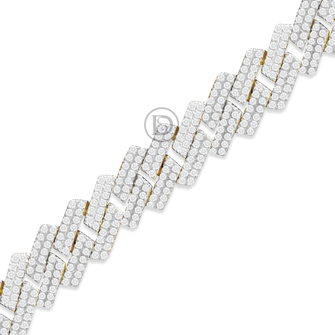 10K Yellow Gold Men's Cuban Bracelet With 2.91CT Diamonds