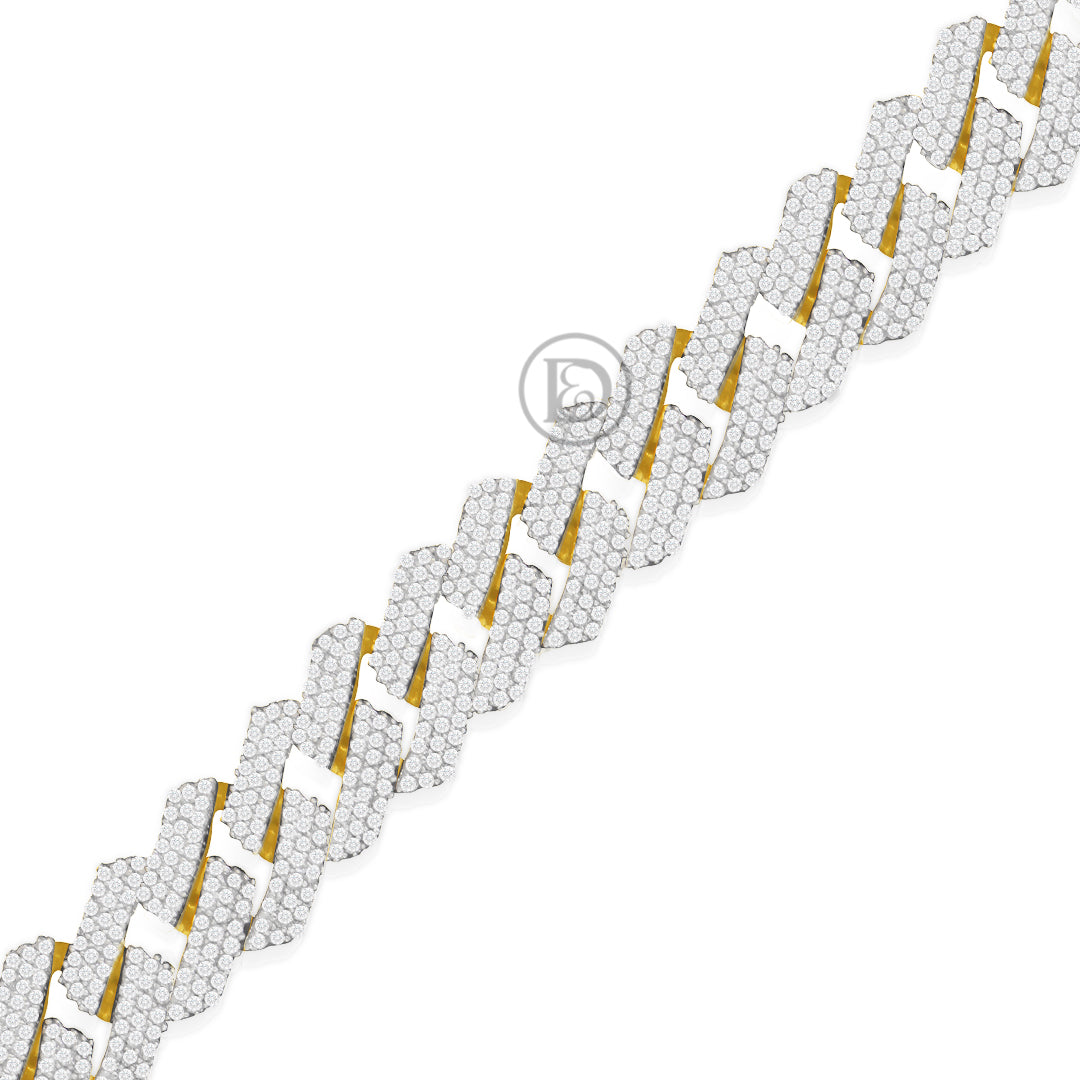10k Yellow Gold Men's Cuban Bracelet With 4.95CTDiamonds