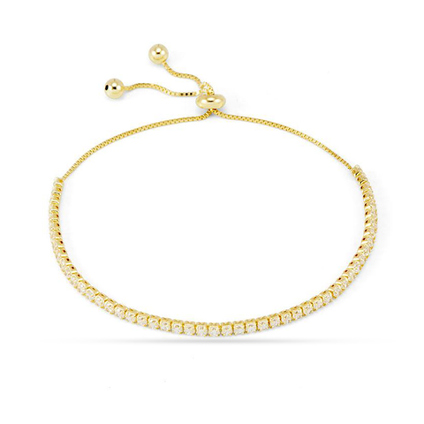 10K Yellow Gold Women's Tennis Bracelet With 0.25CT Diamonds