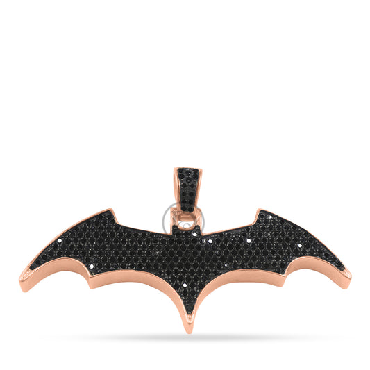 10K Yellow Gold Bat Pendant With 1.20CT Black Diamonds