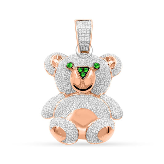 10K Yellow Gold Teddy Bear Pendant With 2.50CT Diamonds
