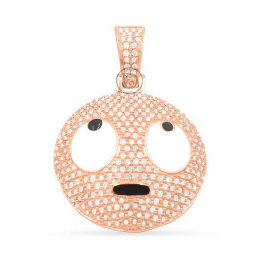 10K Yellow Gold Eye Roll Emoji Pendant With 0.85CT Diamonds