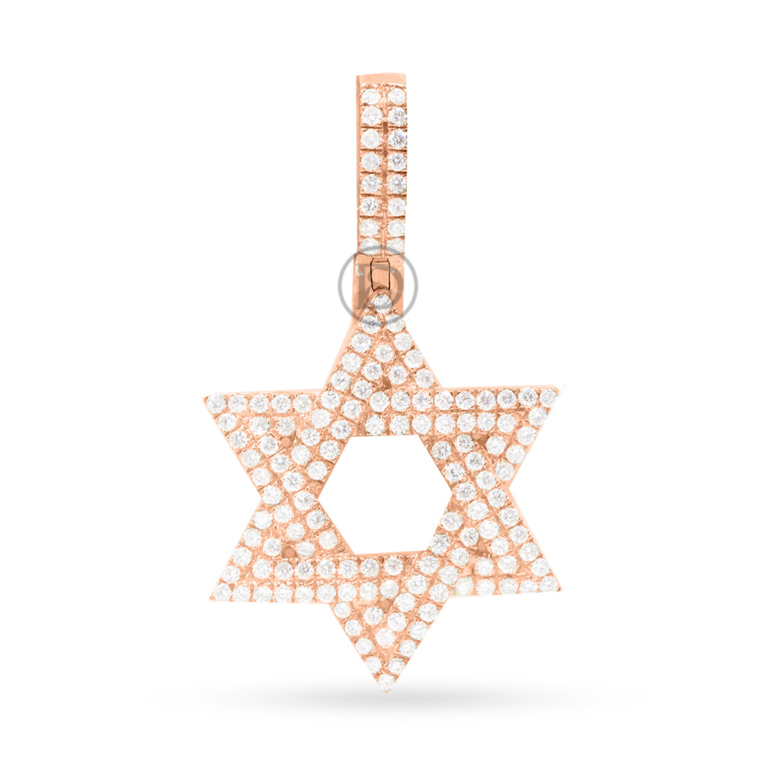 14K Yellow Gold Star Of David Pendant With 0.75CT Diamonds