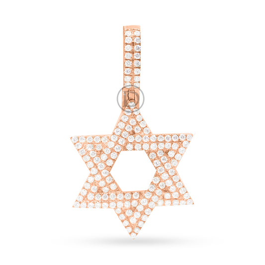 14K Yellow Gold Star Of David Pendant With 0.75CT Diamonds