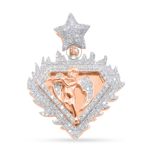 10k Yellow Gold Angel Pendant With 2.20CT Diamonds