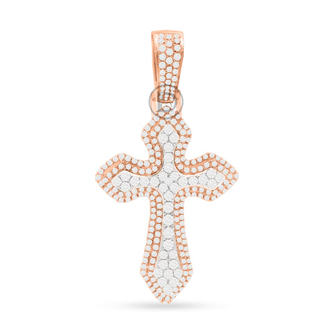 14K YELLOW GOLD 3-D POINTED CROSS PENDANT WITH 2.10 CT DIAMONDS