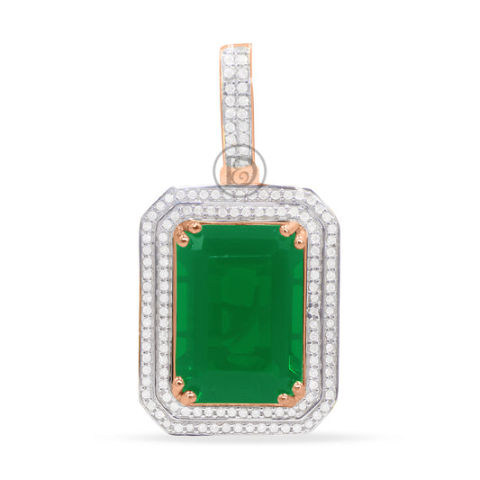 10K Yellow Gold Pendant With 0.50CT Diamonds and synthetic Ruby