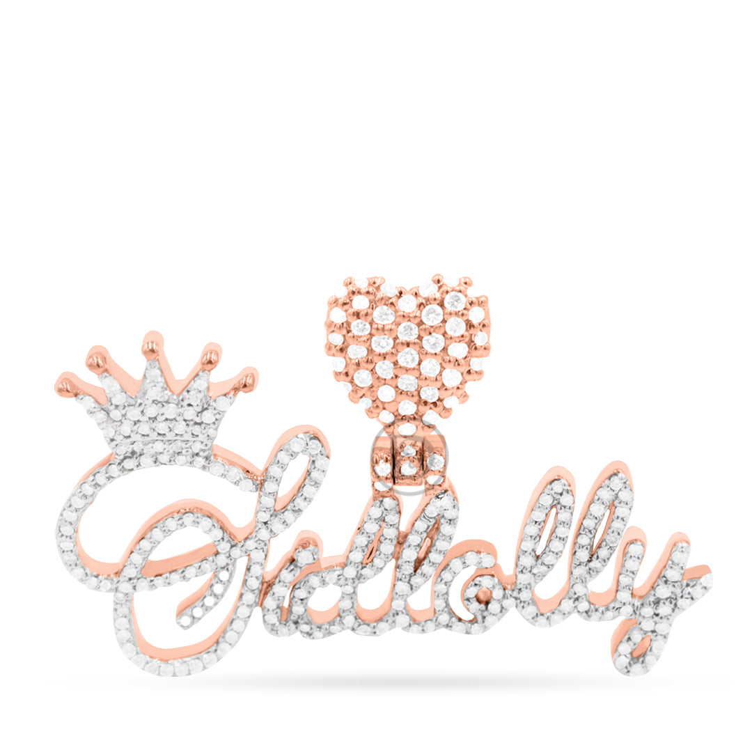 10K Yellow Gold Name Plate Pendant with 2.50CT Diamonds