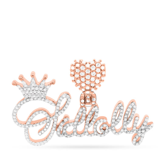 10K Yellow Gold Name Plate Pendant with 2.50CT Diamonds