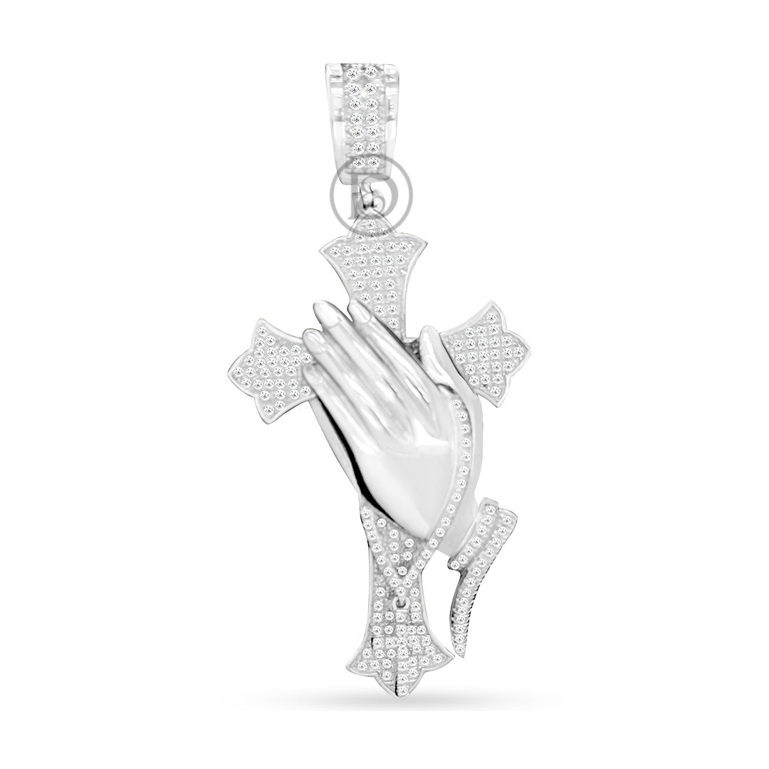 10k Yellow Gold Praying Hand Pendant With 0.65CT Diamonds