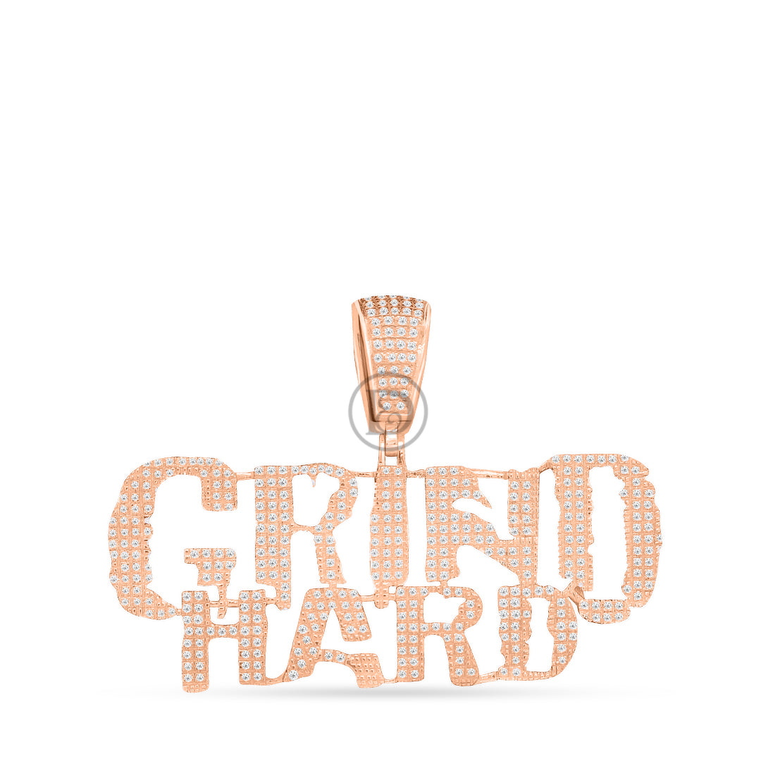 10K Yellow Gold Grind Hard Pendant With 1.00CT Diamonds