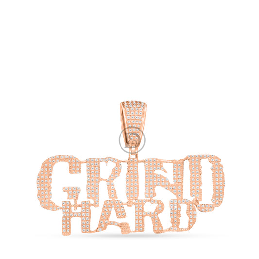 10K Yellow Gold Grind Hard Pendant With 1.00CT Diamonds