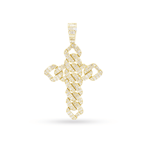 10K Yellow Gold Cross Pendant With 3.15CT Diamonds
