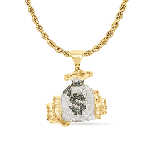 10k Yellow Gold Money Bag Pendant With 2.24CT Diamond