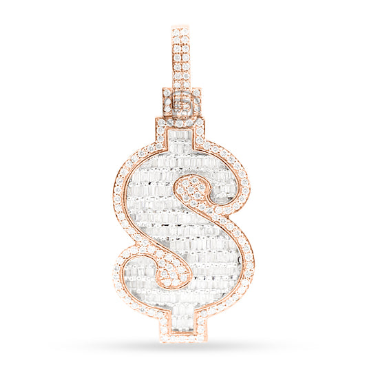 10k Yellow Gold Baguette $ Pendant With 3.75CT Diamonds